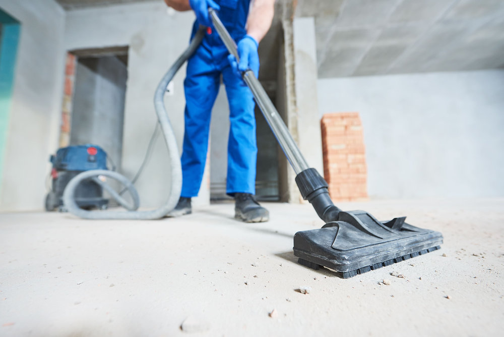 Construction cleaning in progress